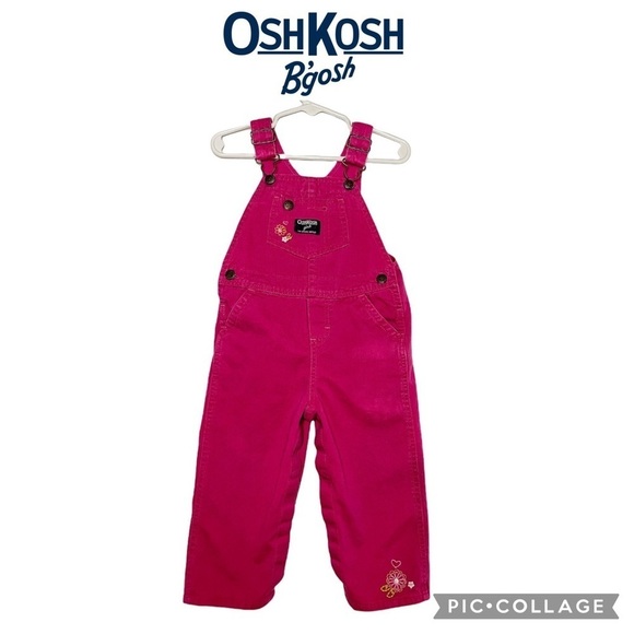 OshKosh B’gosh Vintage Embroidered pink Overalls - Picture 1 of 10